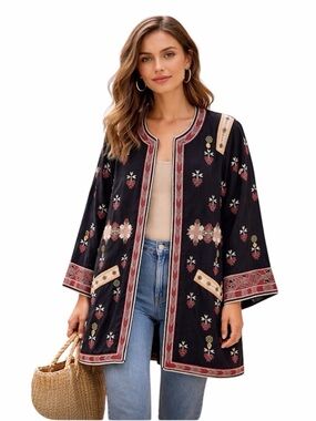 ULLA JOHNSON EMBROIDERED BEADED COAT KAFTAN STYLE